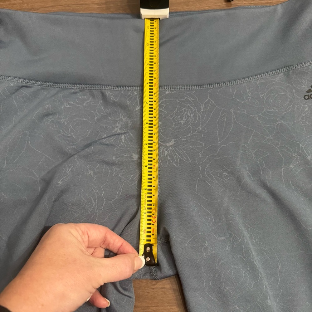 Adidas Womens XL Blue Climalite Climawarm Floral Embossed Cold Weather Leggings - Picture 12 of 13